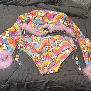 Babydol rainbow floral 2 piece & microtop